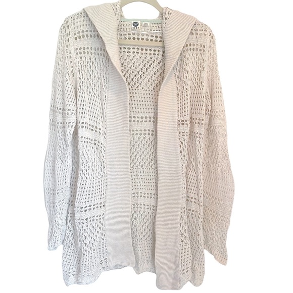 Roxy Crocheted Beach Cardigan w/hoodie Cream